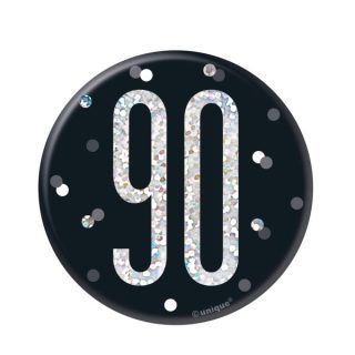Unique - 1 Glitz Black & Silver Birthday Badge 90 - 83514*