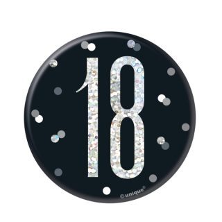 Birthday Black Glitz Number 18 Badge - 83506*
