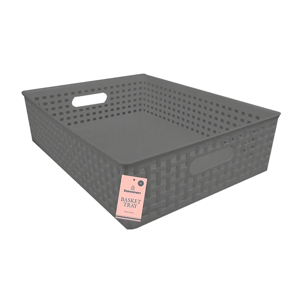 Plastic Rattan Effect Basket Tray - HOM11838/OB