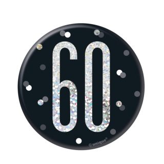 1 Glitz Black & Silver Birthday Badge 60 - 83511*