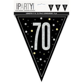 Unique - GLITZ 70 Black Flag Banner, 9 ft, Prismatic Plastic - 81956