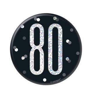 Unique - 1 Glitz Black & Silver Birthday Badge 80 - 83513*