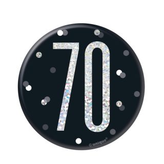 Unique - 1 Glitz Black & Silver Birthday Badge 70 - 83512*