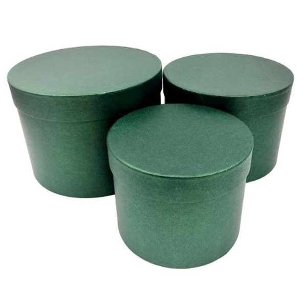 SET OF 3 ROUND HAT BOXES HUNTER GREEN - 034540