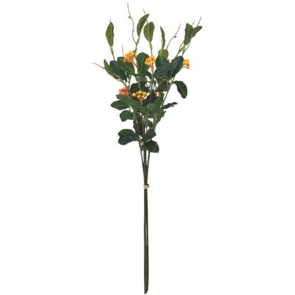 62cm BERRY & FOLIAGE BUNDLE (3 STEMS) GREEN/ORANGE - 039378