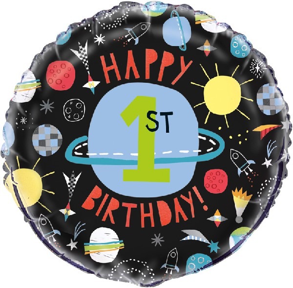 1st Outer Space Round Foil Balloon 18" Packaged - 73277 *