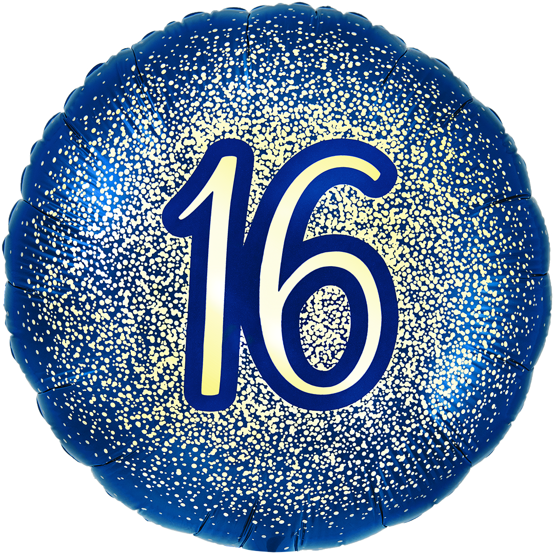Oaktree 18" 16th Metallic Glitter Birthday Navy Gold - 226416*