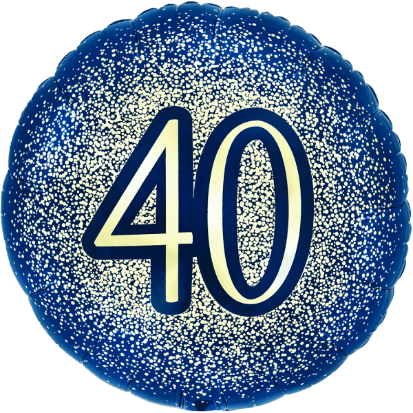 Oaktree 18" 40th Metallic Glitter Birthday Navy Gold - 226454*