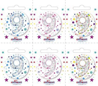 Age 9 Small Badges (6 assorted per perforated card) (5.5cm)*
