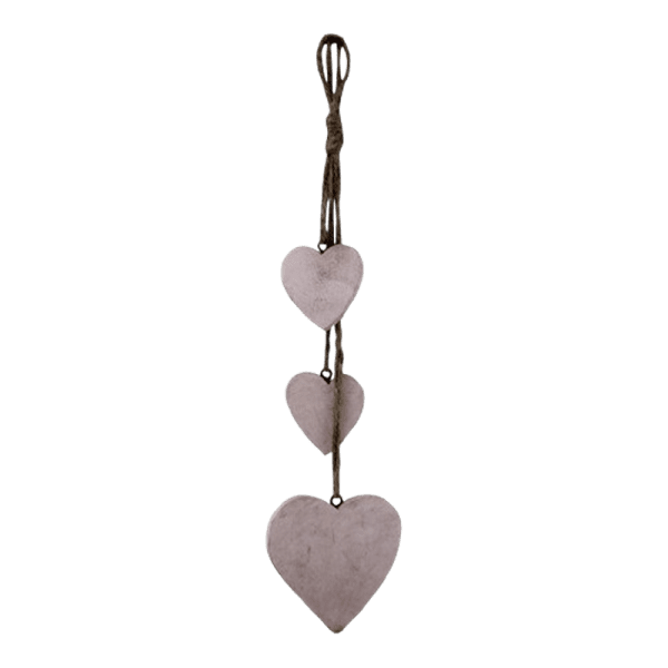 S/3 Wooden Carved Hanging Hearts *