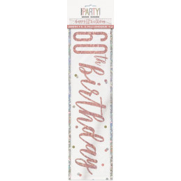 1 9ft Glitz Rose Gold Foil Banner "Happy 60th Birthday"*