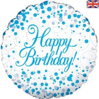 Oaktree 18" Sparkling Fizz Birthday Blue Holographic