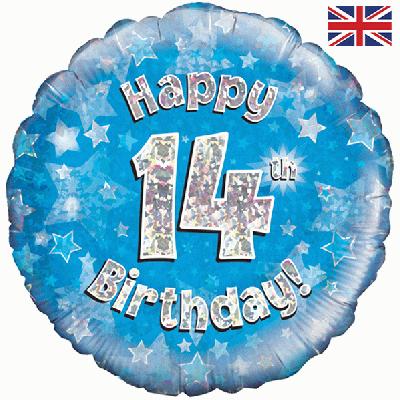 Oaktree 18" Happy 14th Birthday Blue Holographic*
