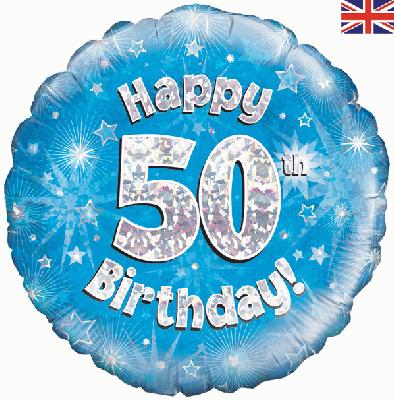 Oaktree 18" Happy 50th Birthday Blue Holographic*