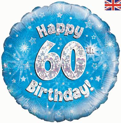 Oaktree 18" Happy 60th Birthday Blue Holographic*
