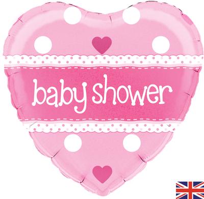 Oaktree 18" Baby Shower Heart Pink Holographic *