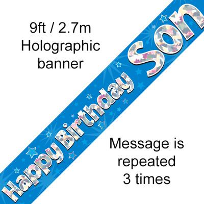 9ft Banner Happy Birthday Son Holographic