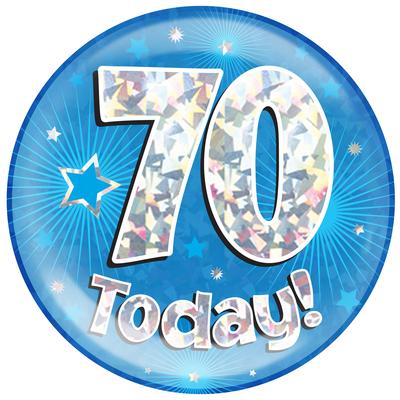 6" Jumbo Badge 70 Today Blue Holographic Cracked Ice