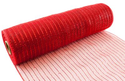 Eleganza Deco Mesh Metallic 25cm x 9.1m (10yds) Red No.16