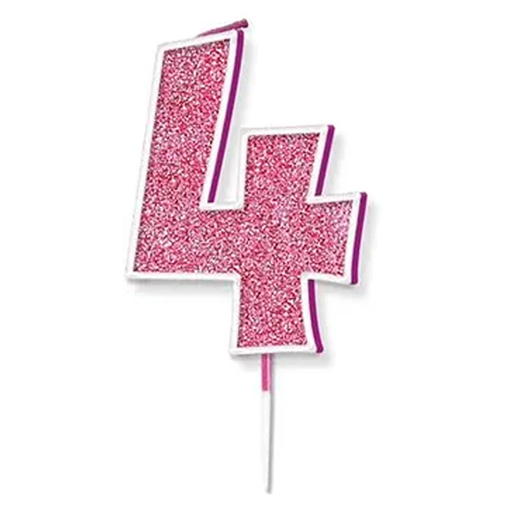Oaktree Glitter No.4 Candle 7.5cm* Pink/Silver Glitter - 656246