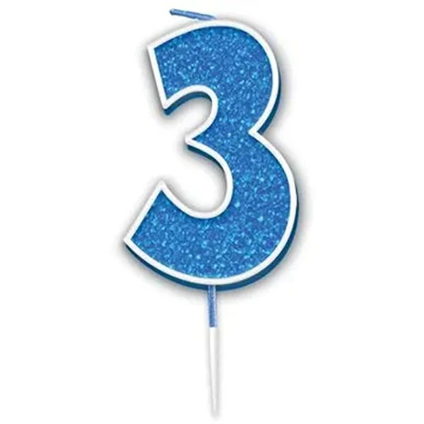 Oaktree Glitter No.3 Candle 7.5cm **Blue/Silver Glitter - 656338