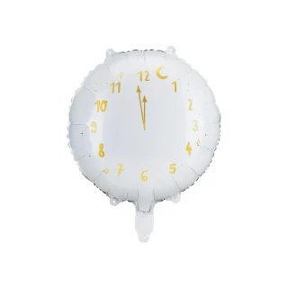 Party Deco - Foil balloon Clock, 45 cm, white -  FB159-008 *