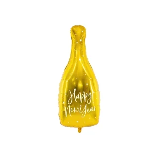 Party Deco - Foil balloon Bottle - Happy New Year, 32x82cm, gold -  FB54M-019