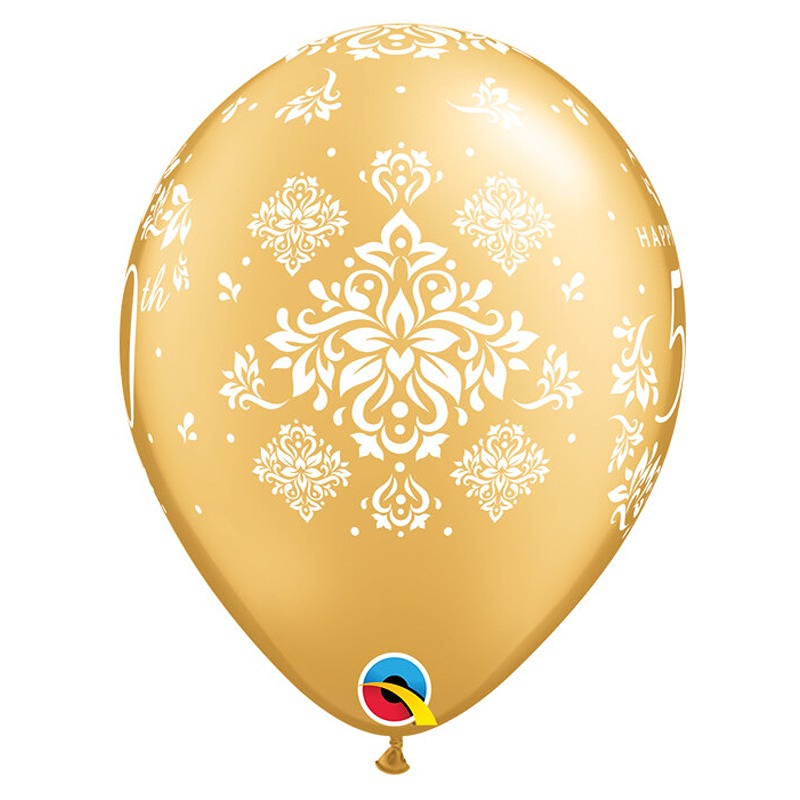 Qualatex - QX 11" R RETAIL GOLD 006CT 50TH ANNIVERSARY DAMASK - 57172