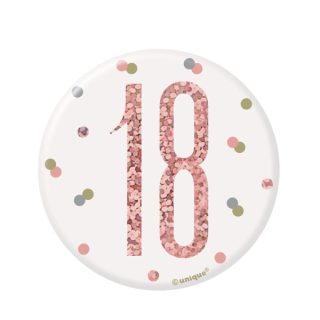 Birthday Rose Gold Glitz Number 18 Badge*