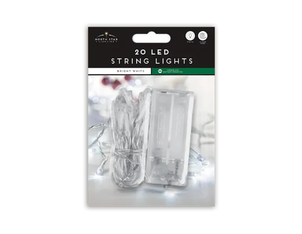 20 Led Battery Operated String Lights - Bright White - XMA3919