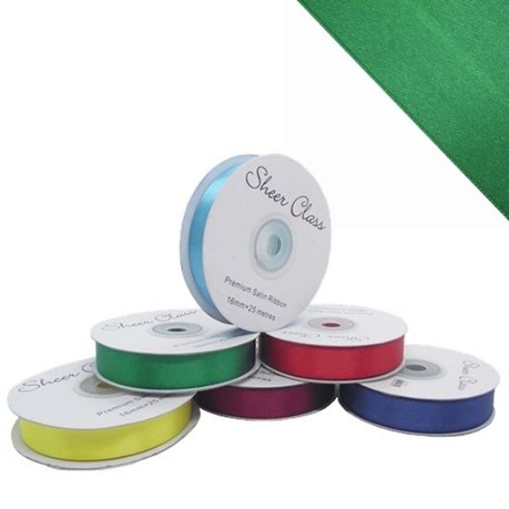 DOUBLE FACE SATIN RIBBON 16mm X 25metres - Emerald Green - 817706