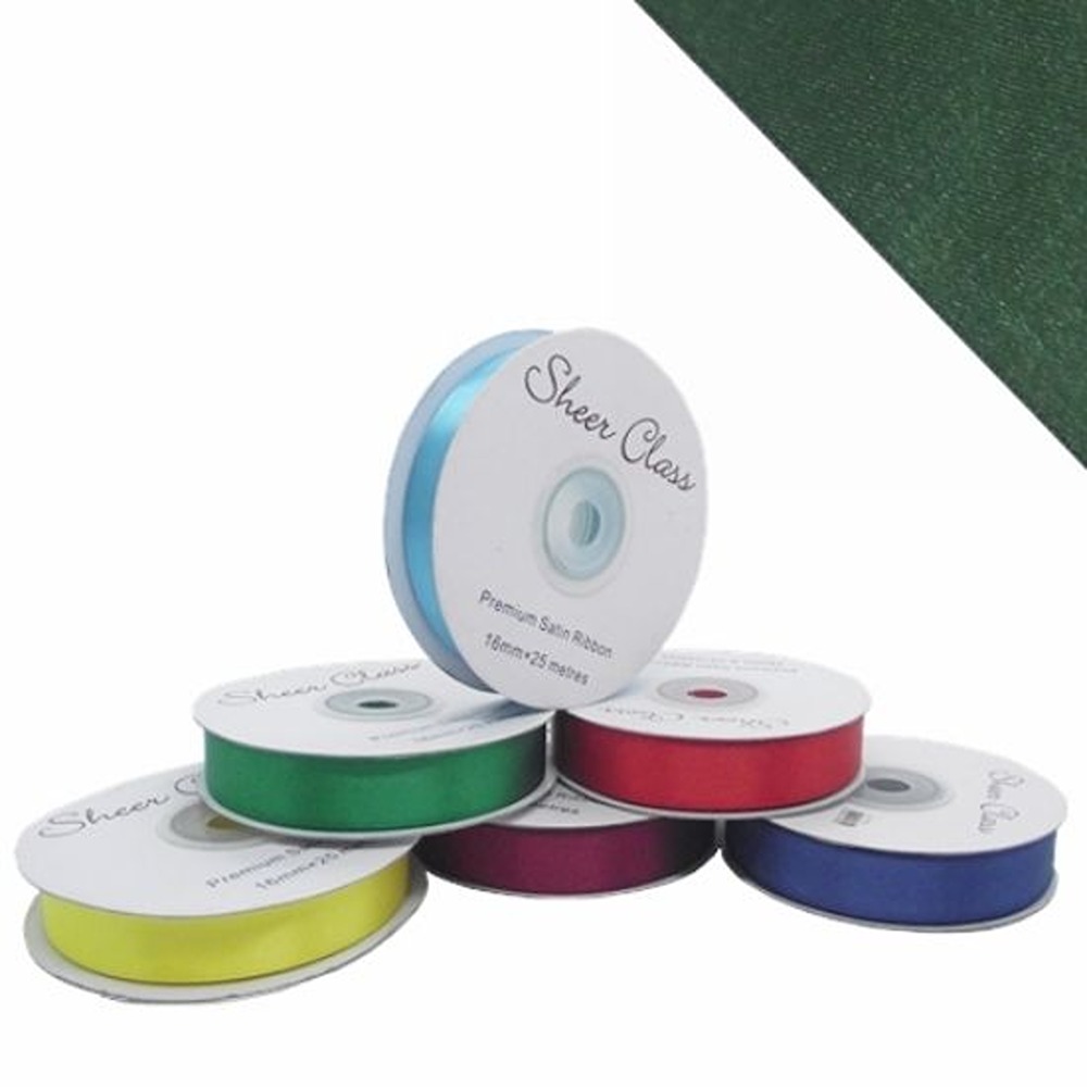 DOUBLE FACE SATIN RIBBON 16mm X 25metres - Hunter Green - 817713