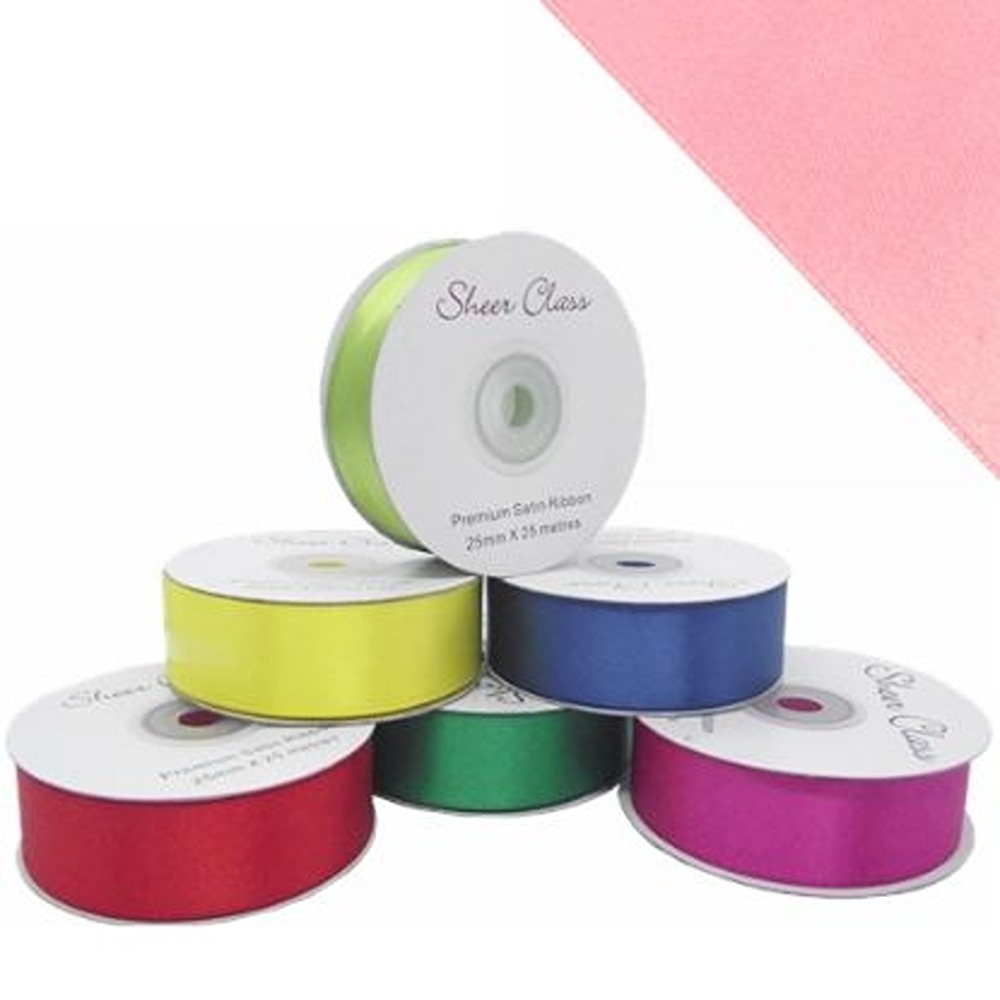 DOUBLE FACE SATIN RIBBON 25MM X 25M - BABY PINK - 817775*