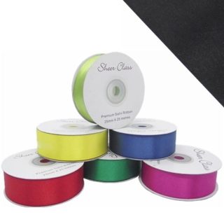 DOUBLE FACE SATIN RIBBON 25MM X 25M - BLACK - 872149