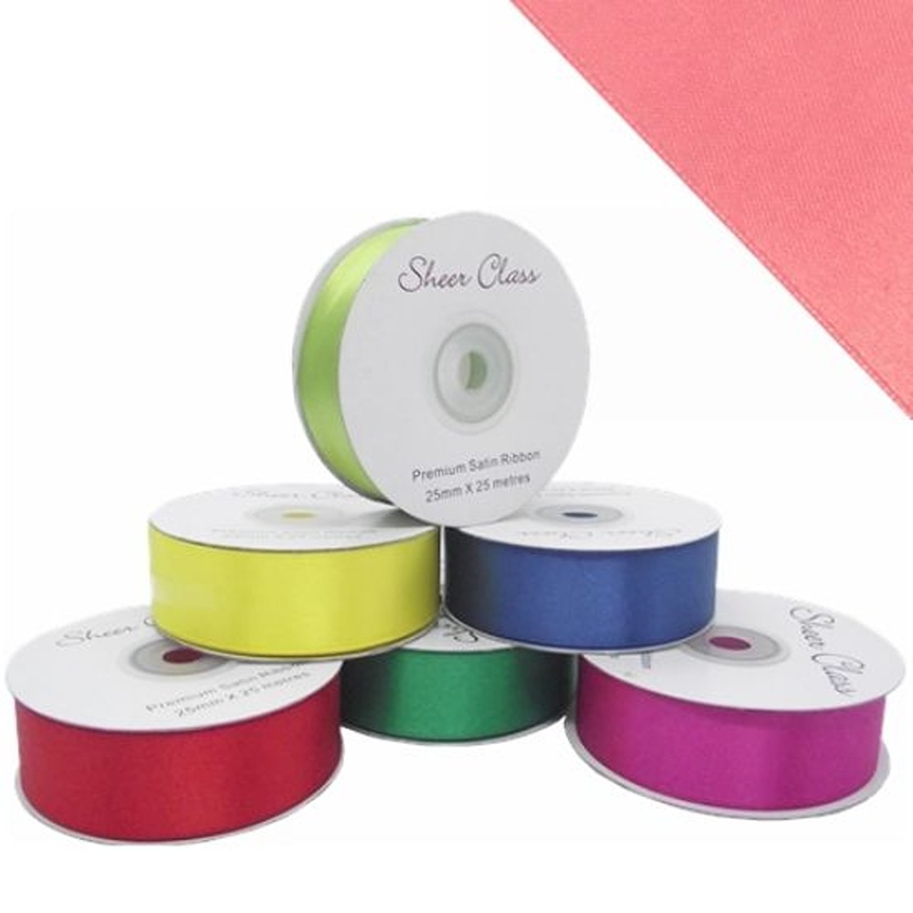 DOUBLE FACE SATIN RIBBON 25MM X 25M - VINTAGE PINK - 003256*