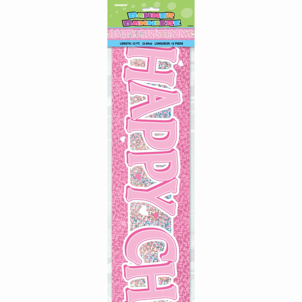 Pink Christening Prism Banner, 12 ft