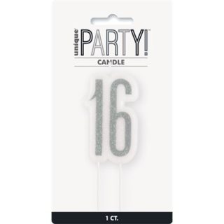Glitz Black Numeral Birthday Candle 16