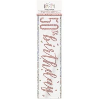 1 9ft Glitz Rose Gold Foil Banner "Happy 50th Birthday"*