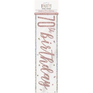 1 9ft Glitz Rose Gold Foil Banner "Happy 70th Birthday"*