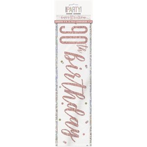 1 9ft Glitz Rose Gold Foil Banner "Happy 90th Birthday"*