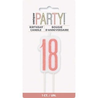 Birthday Rose Gold Glitz Number 18 Birthday Candle