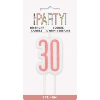 Glitz Rose Gold Numeral Birthday Candle 30