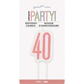 Glitz Rose Gold Numeral Birthday Candle 40