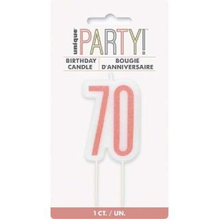 Glitz Rose Gold Numeral Birthday Candle 70
