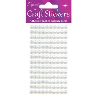 Eleganza Craft Stickers 6mm x 140 Pearls White No.01 - 025650
