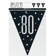 1 9ft Glitz Black & Silver Prismatic Plastic Flag Banner 80