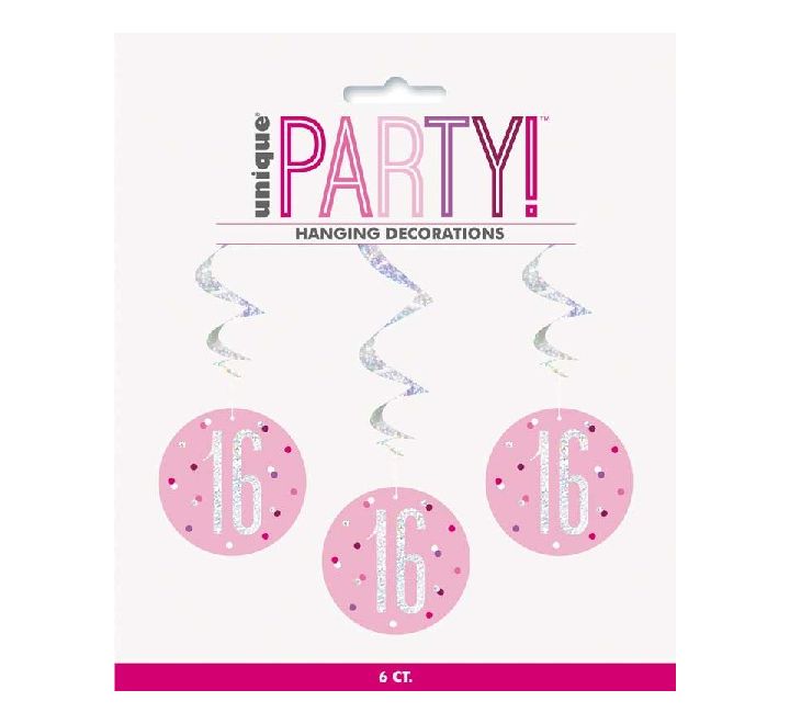 Hanging Decorations Pink 16th Birthday