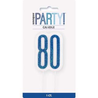 Glitz Blue Numeral Birthday Candle 80