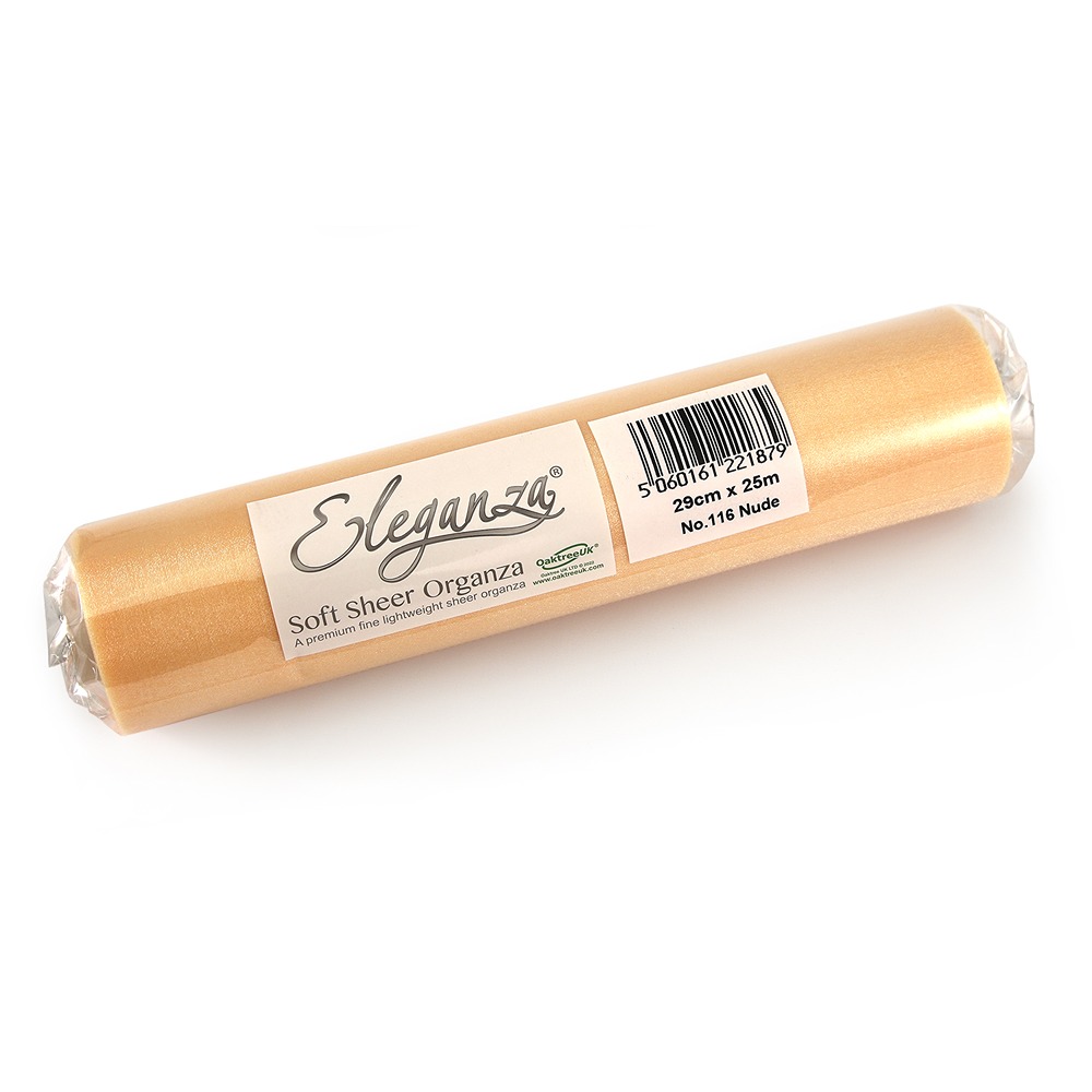Eleganza Soft Sheer Organza - 29cm x 25m - Nude - 221879