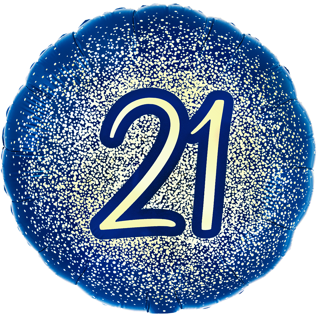 Oaktree 18" 21st Metallic Glitter Birthday Navy Gold - 226430*